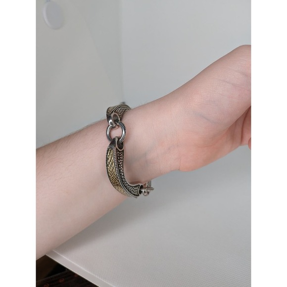 John Hardy 18K Gold Sterling Silver Chrysanthemum Bridle Dot Bracelet *Rare* - Picture 4 of 11